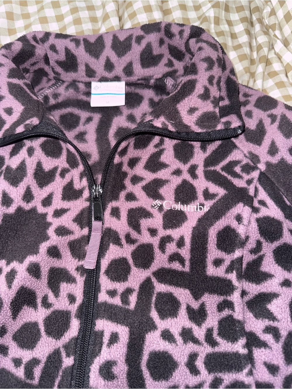 Columbia Purple and Black Patterned Teddy Fleece Jacket - Picture 2 of 2